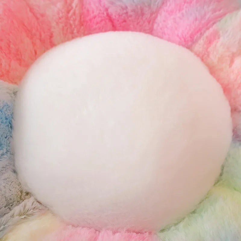 1pc 30/50/65CM Furry Plush Flower Plush Pillow Mat Stuffed Lifelike Flower Shape Baby Kids Home Soft Pillow Cushion Home Decor