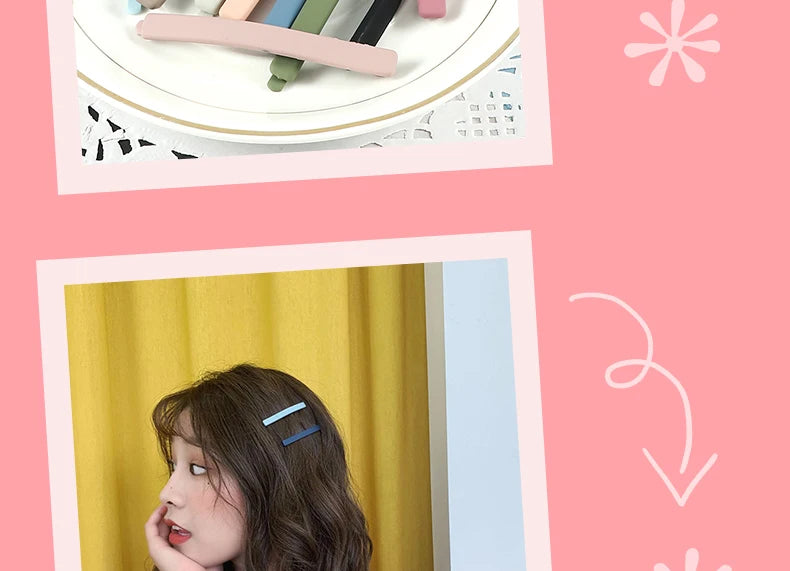 5Pcs/Set Candy Colors Hair Clips For Girls Women Simple Basic Sweet Hairpins Painted Colorful Matte Hair Accessories Barrette