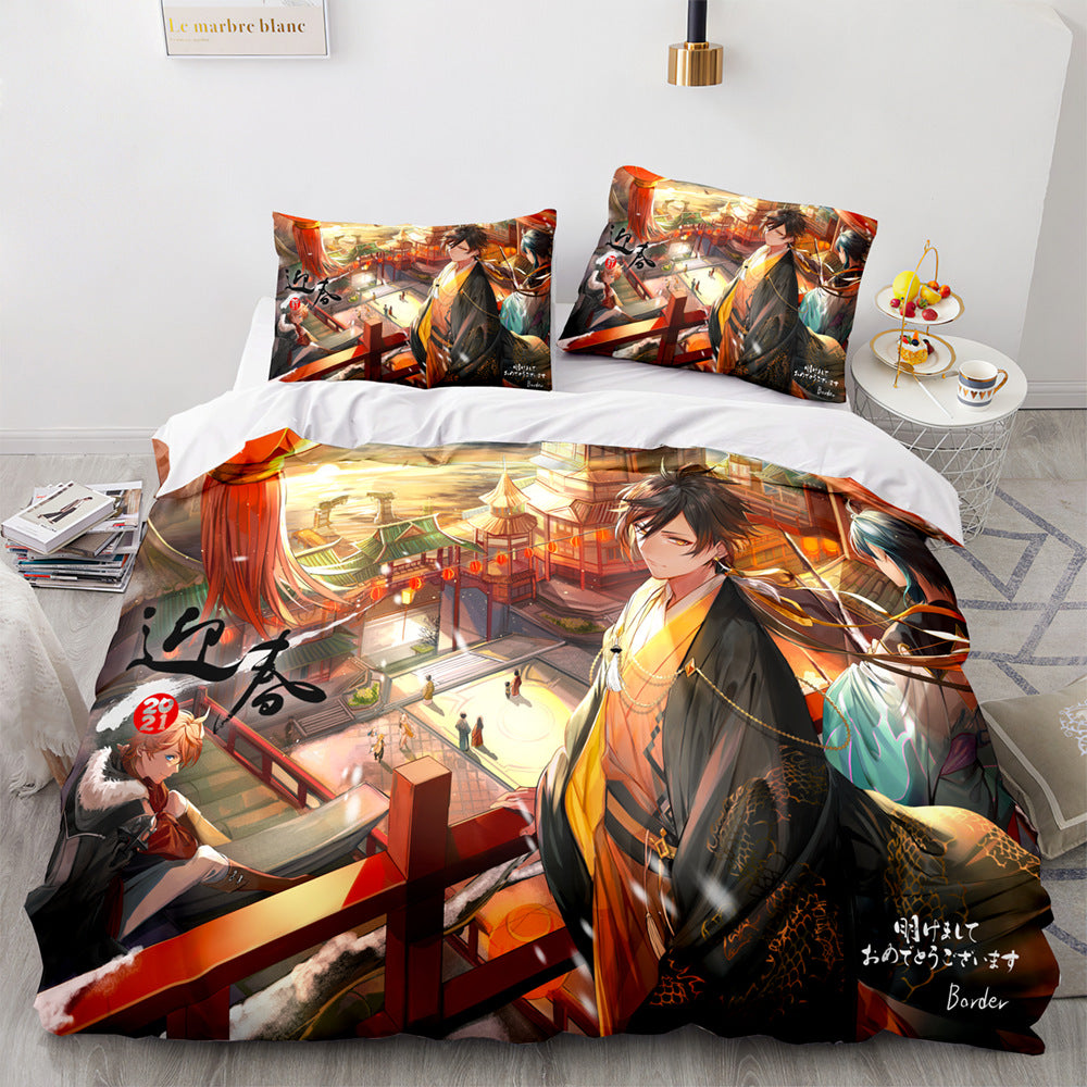Game Genshin Impact Comforter Bedding Sets Quilt Bed Cover Duvet Cover Pillow Case 2-3 Pieces Sets Kids Adult Size