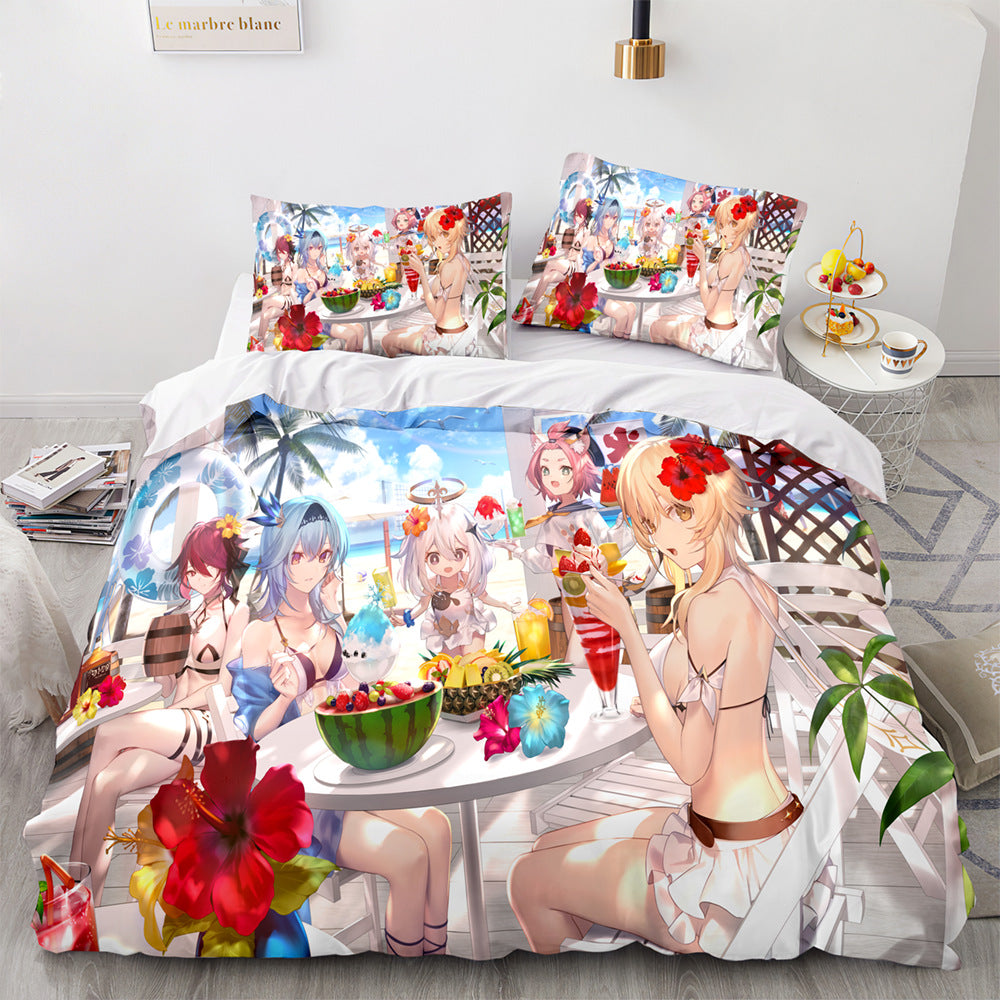 Game Genshin Impact Comforter Bedding Sets Quilt Bed Cover Duvet Cover Pillow Case 2-3 Pieces Sets Kids Adult Size