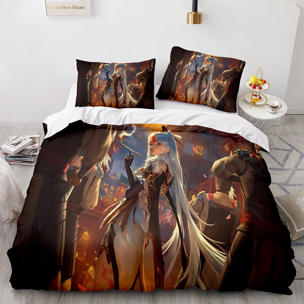Game Genshin Impact Comforter Bedding Sets Quilt Bed Cover Duvet Cover Pillow Case 2-3 Pieces Sets Kids Adult Size