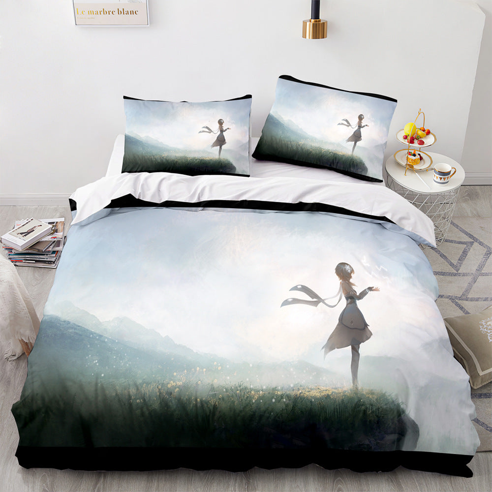 Game Genshin Impact Comforter Bedding Sets Quilt Bed Cover Duvet Cover Pillow Case 2-3 Pieces Sets Kids Adult Size