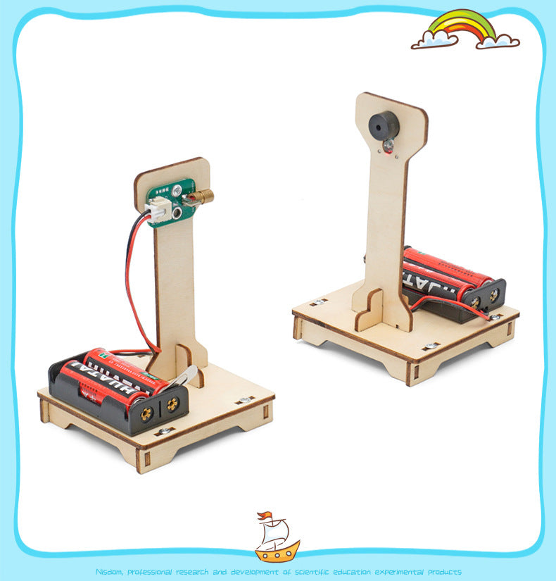 DIY Infrared Alarm STEM Toys Technologia Science Experimental Tool Kit Learning Educational Wooden Puzzle Games for Kids Gift