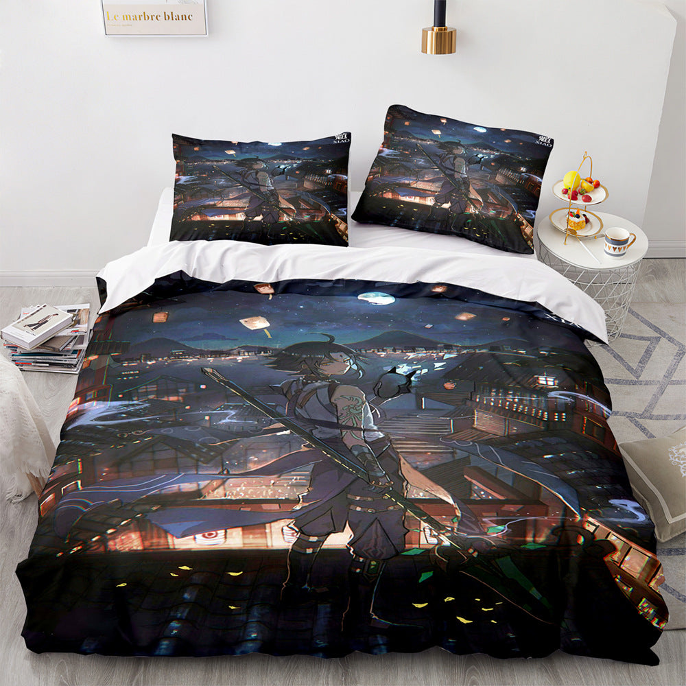 Game Genshin Impact Comforter Bedding Sets Quilt Bed Cover Duvet Cover Pillow Case 2-3 Pieces Sets Kids Adult Size