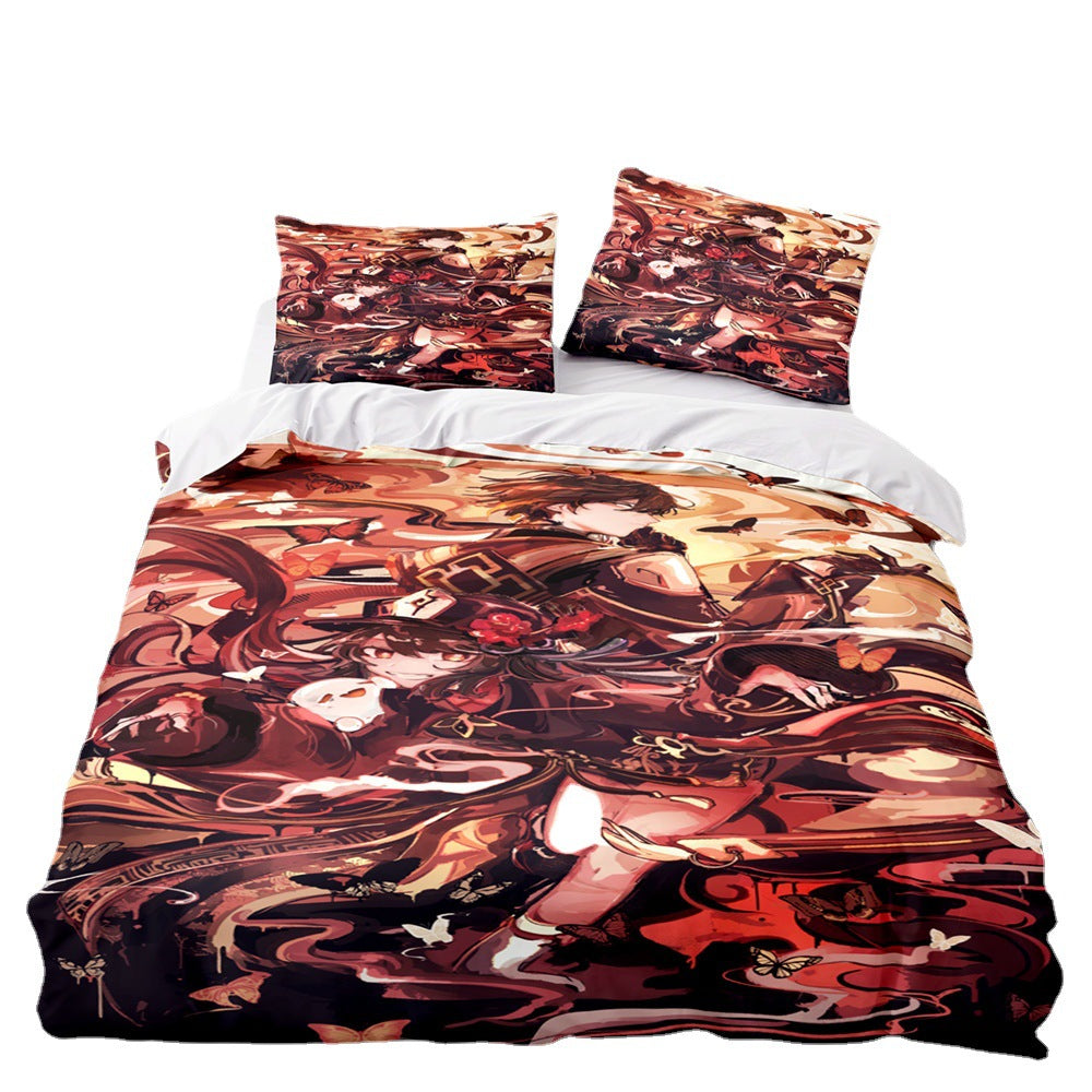Game Genshin Impact Comforter Bedding Sets Quilt Bed Cover Duvet Cover Pillow Case 2-3 Pieces Sets Kids Adult Size