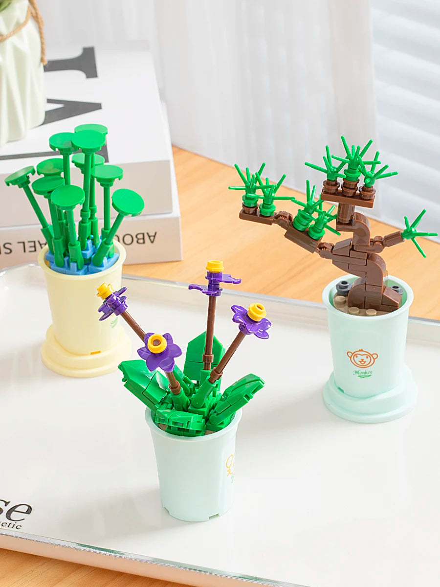 Zodiac Flower Building Block Eternal Bouquet Model Diy Home Decoration Small Particles Educational Toy Children Birthday Gift