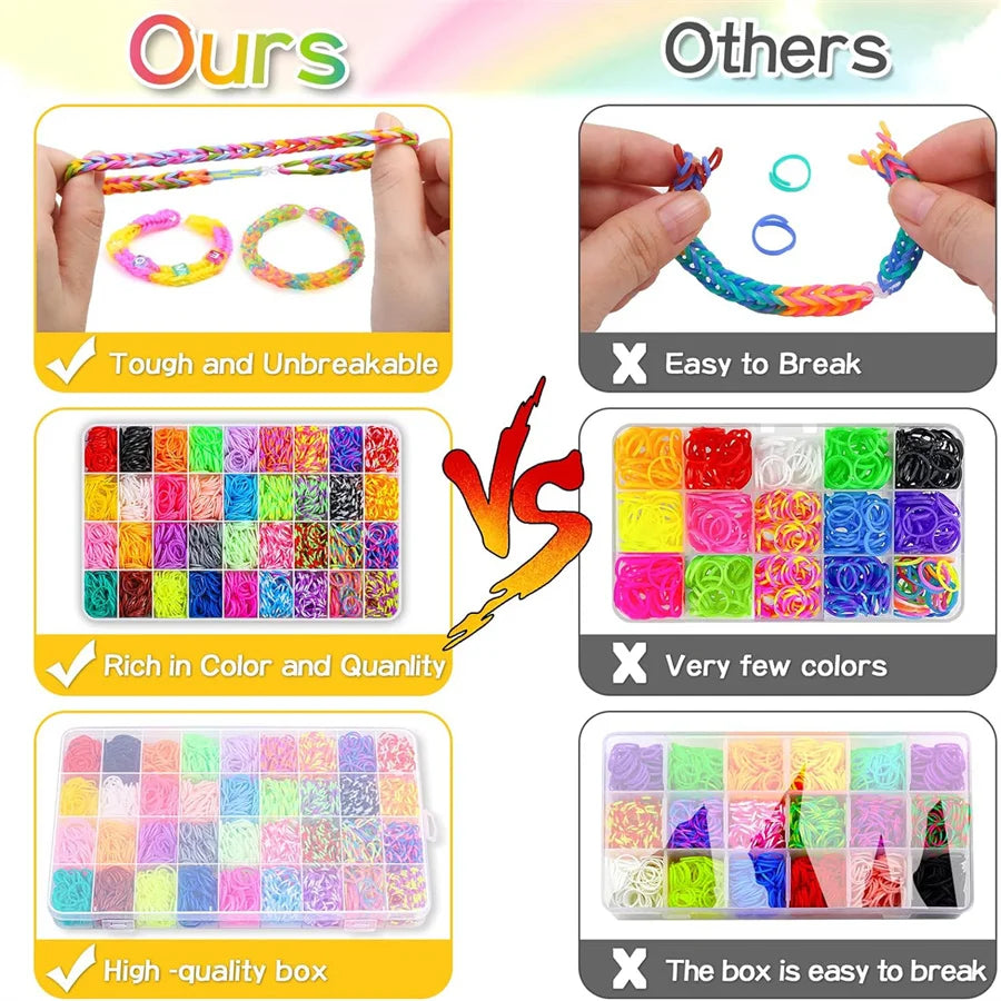 DIY Loom Bands Kit, 2700PCS+ 36Grids 36 Colors Colorful Rubber Bands Looming Kit For DIY Refill Bracelet Making Craft Kits, Larg