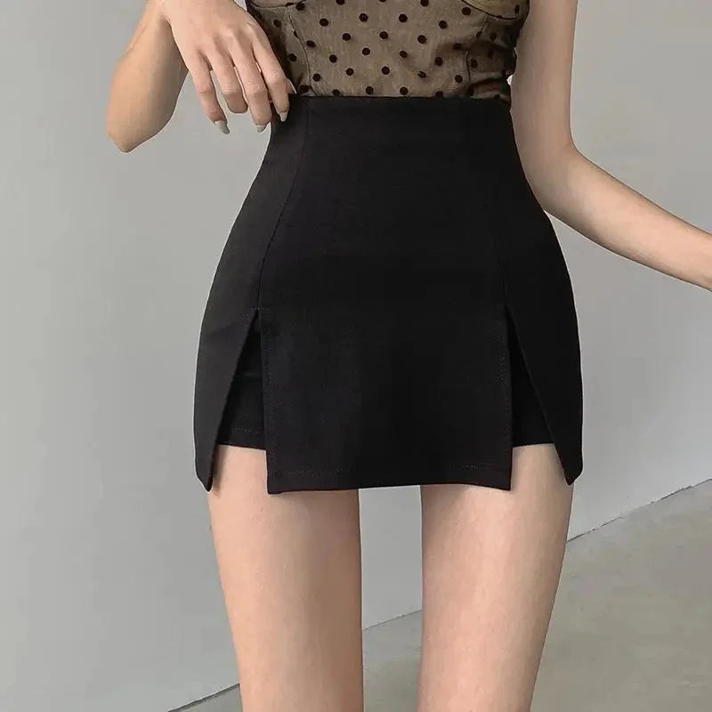 Sexy Split Shorts Skirt Women's Office Ladies Suit Skirt Summer New Black Mini A-line Pants Skirt High Waist Wide Leg Shorts