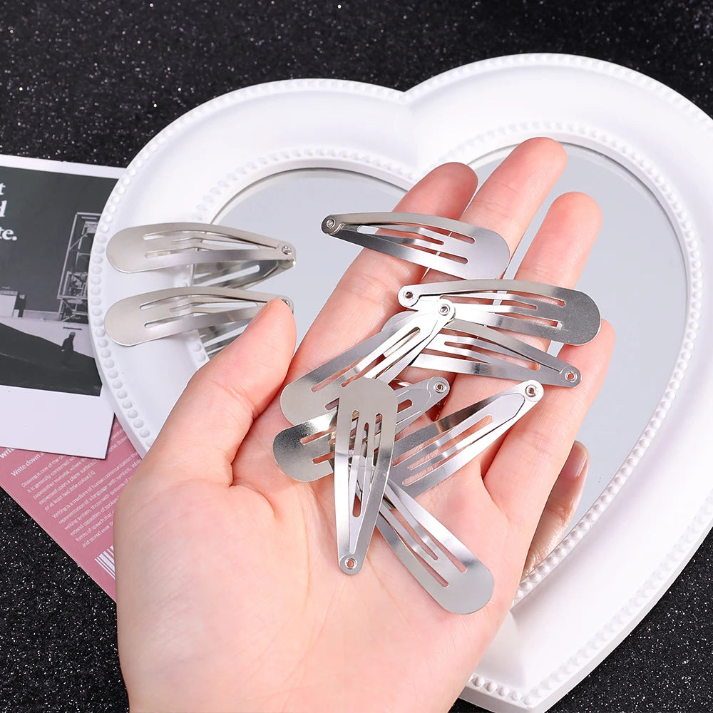 2/20pcs Silver Metal BB Hair Clips Girls Y2K Punk Drop Shaped Hairpins Hairclip Barrettes Cute Headdress DIY Hair Jewelry Making