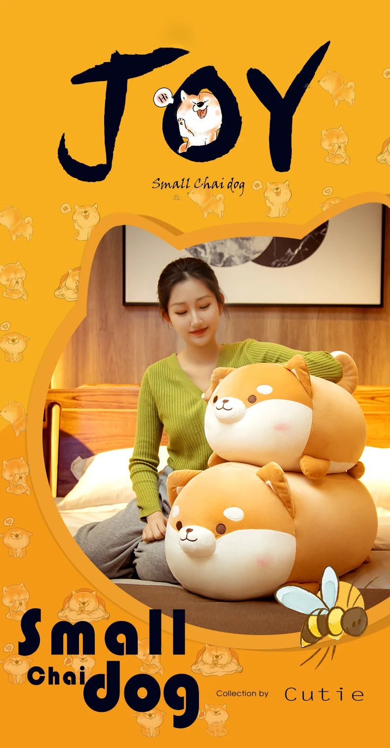 35-70cm Cute Fat Round Dog Plush Toy Kawaii Big Shiba Inu Pillow Soft Stuffed Animal Chai Doggy Cartoon Doll Girl Birthday Gifts