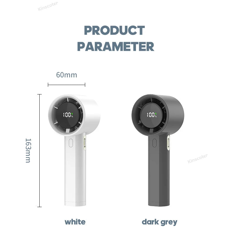 Mini High Speed Turbo Handheld Fan 100 Wind Speeds Adjustable with Digital Display 3000mAh Battery Operated Electric Eyelash Fan