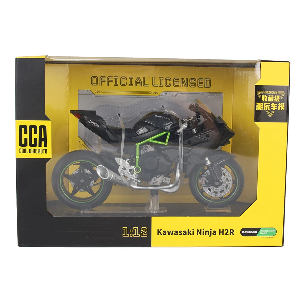 MSZ CCA 1:12 Kawasaki Ninja H2R with base alloy die-cast car motorcycle model, toy gift giving, die-cast static motorcycle model