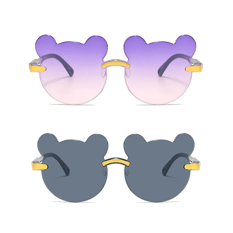 Kids Sun Sunglasses Bear Shape Children Glasses Trendy Girls Cartoon Eyeglasses Shades Driver Anti-Glare Boys Cartoon Sunglasses