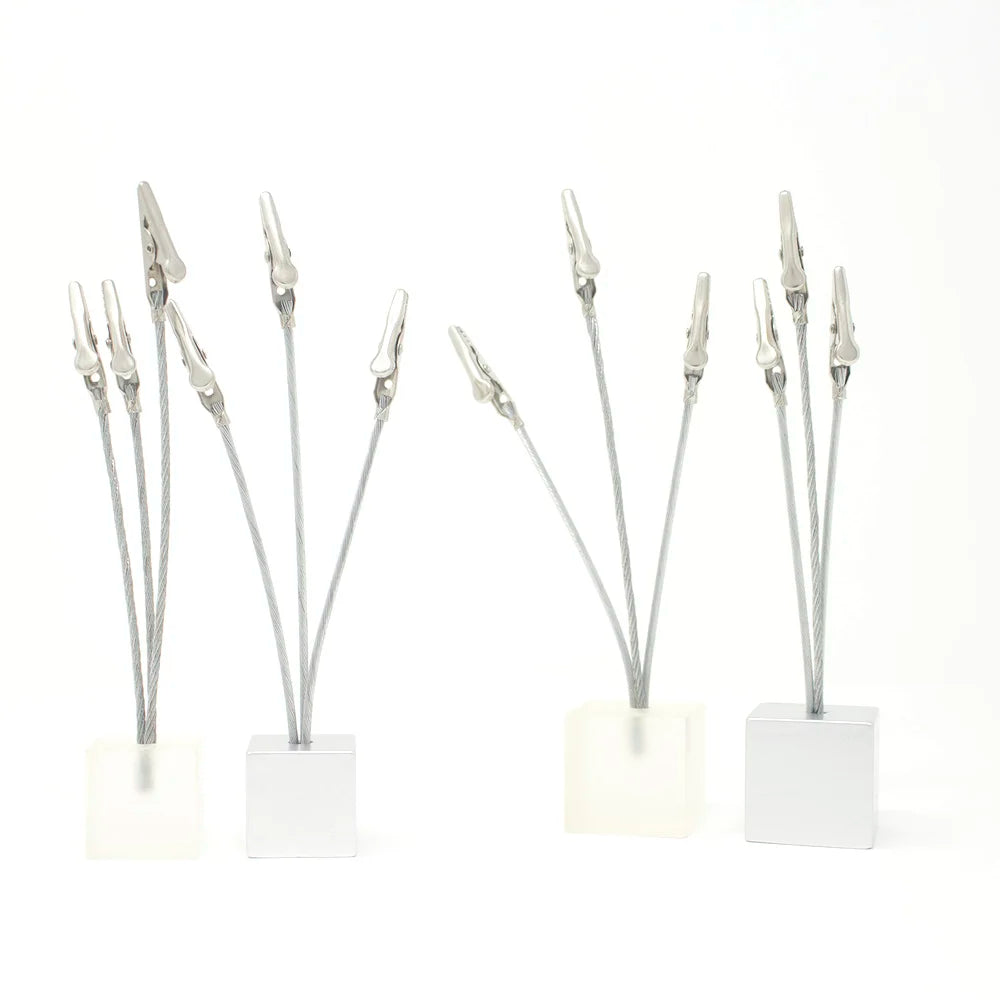 3 Wire Memo Holder Cube Picture Note card Clip Desk Paper Photo Holders Alligator Clamp Table Stand Place Office Business
