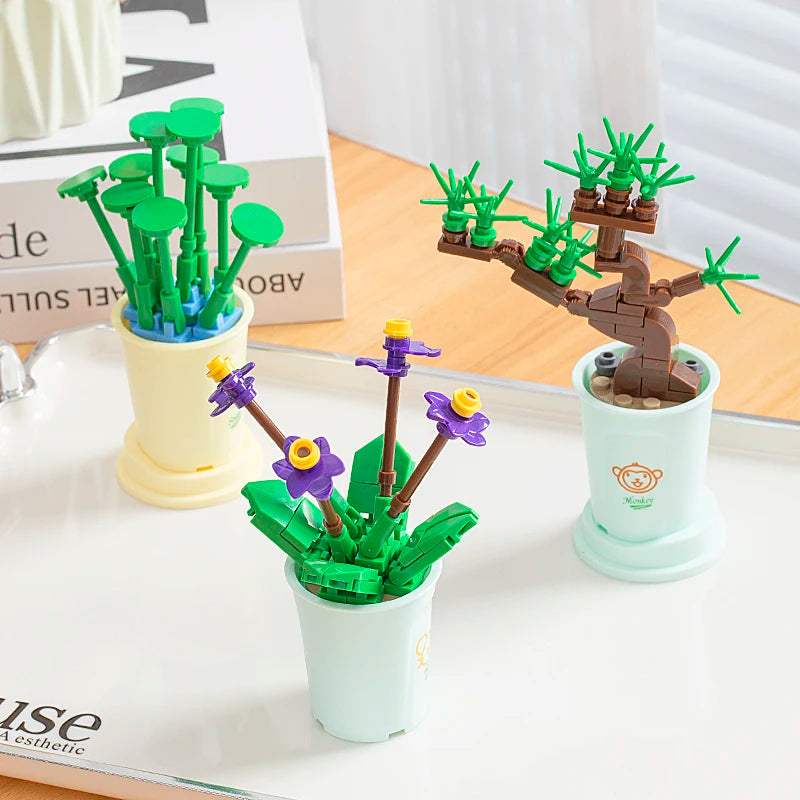 Zodiac Flower Building Block Eternal Bouquet Model Diy Home Decoration Small Particles Educational Toy Children Birthday Gift