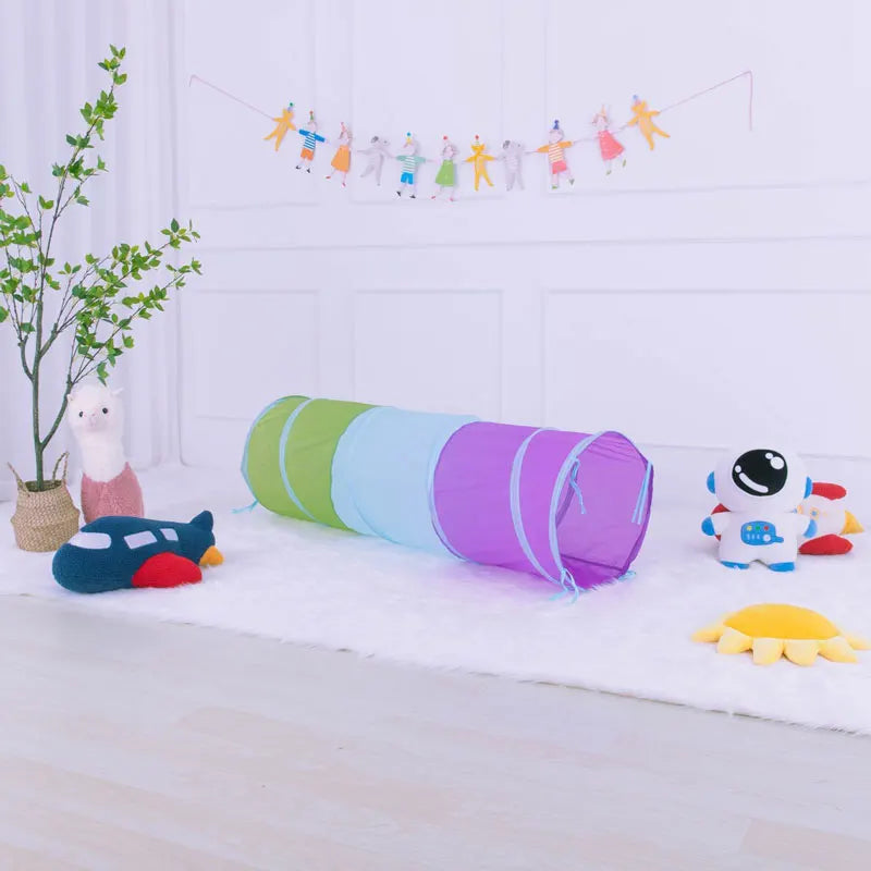 Portable Children's Tent Crawling Tunnel Kids Little House Play House Tipi Tent Indoor Toy Tube Baby Crawling Games Rainbow Tent