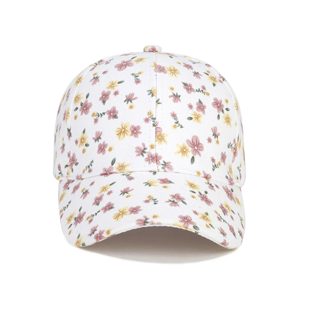 1 women's versatile flower printed baseball cap, spring and summer outdoor sun protection duckbill hat