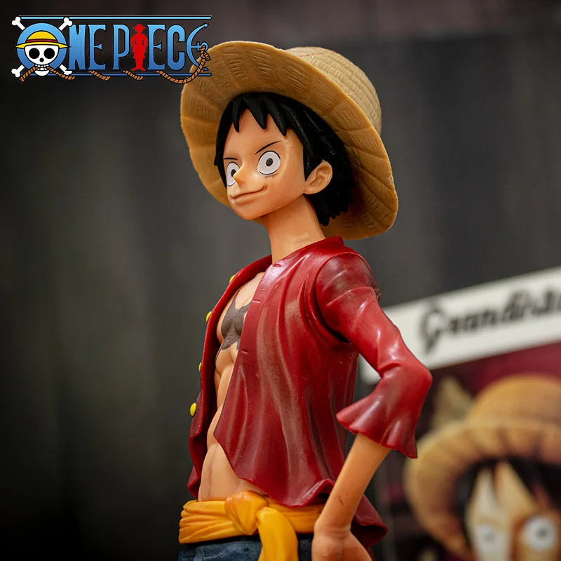 Hot 28cm One Piece Anime Figure Confident Smiley Luffy Three Form Face Changing Doll Action Figurine Model Toys Kits