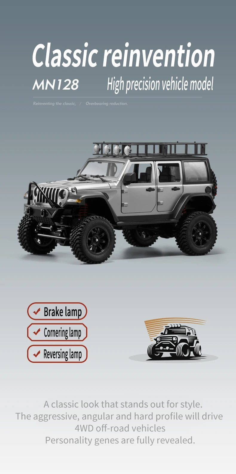 RC Crawler 4x4 Car MN128 2.4G Climbing Buggy Professional with LED Light Full Scale Remote Control Cars Toys for Boys Gift