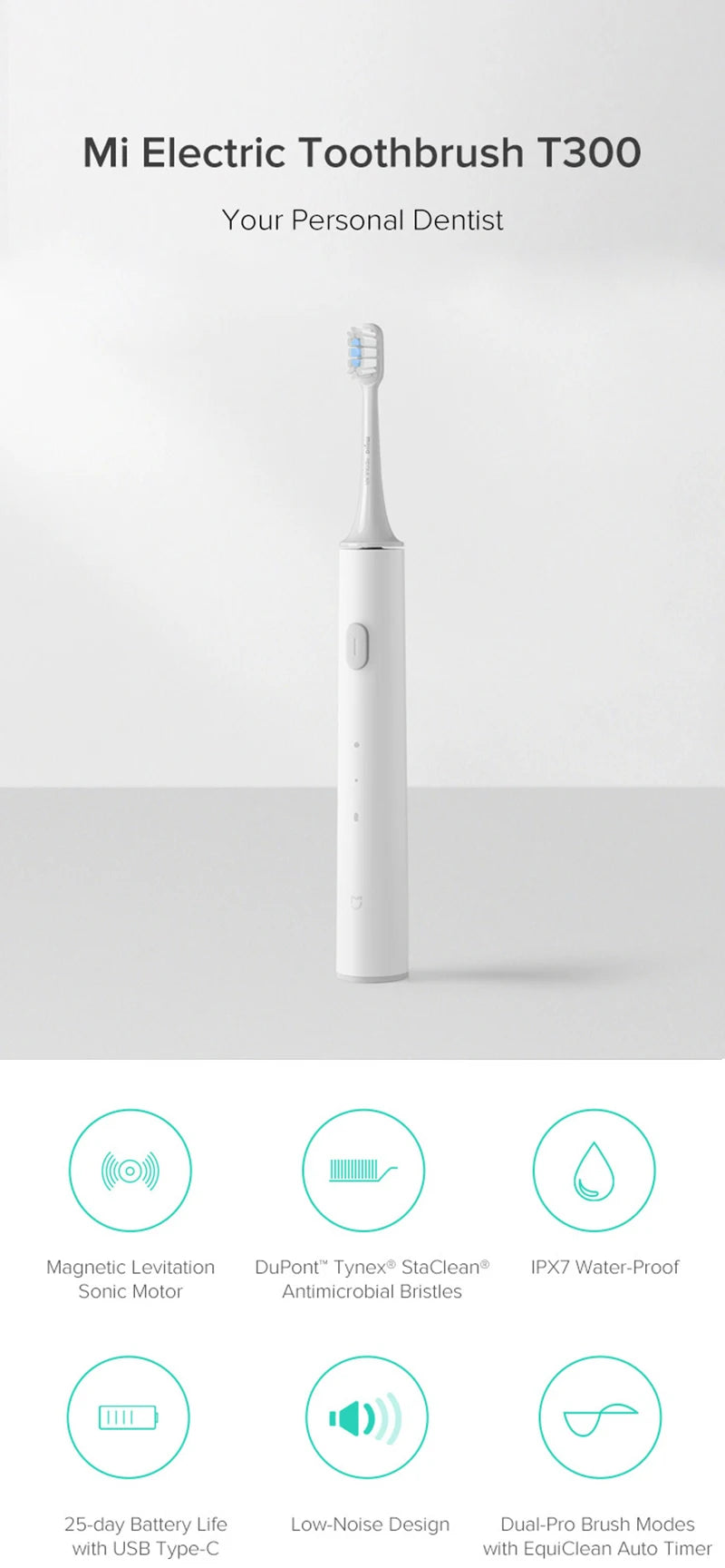 XIAOMI MIJIA T300 Electric Toothbrush IPX7 Waterproof Smart Sonic Brush Ultrasonic Whitening Teeth Tooth Brush For Toothbrushes