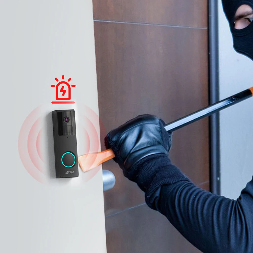 CPVAN Wireless 2.4G WiFi Video Doorbell 1080P HD Camera Door bell with AI Smart Waterproof Night Vision Security Camera DoorBell