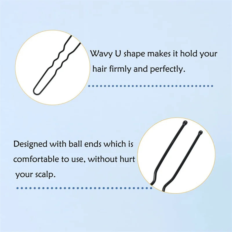 50pcs 6cm U Shaped Bun Hair Pin Hairpin Clip Gum Buckle Barrette Plier for Summer Women Bridal Accessories Headdress Decoration