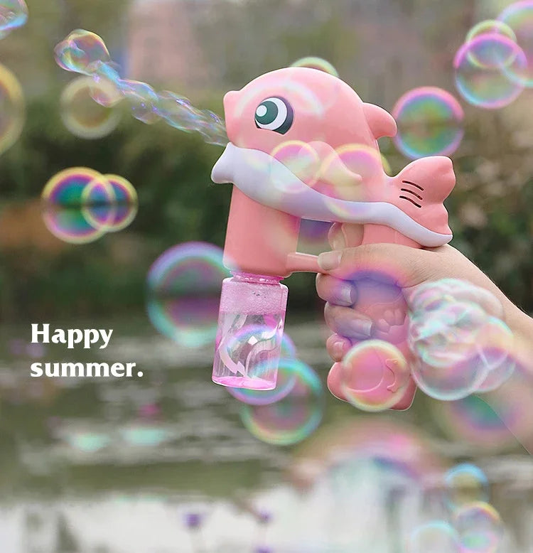 Bubble Gun Electric Automatic Soap Cute Bubbles Machine Kids Portable Outdoor Party Toy LED Light Blower Toys Children Gifts