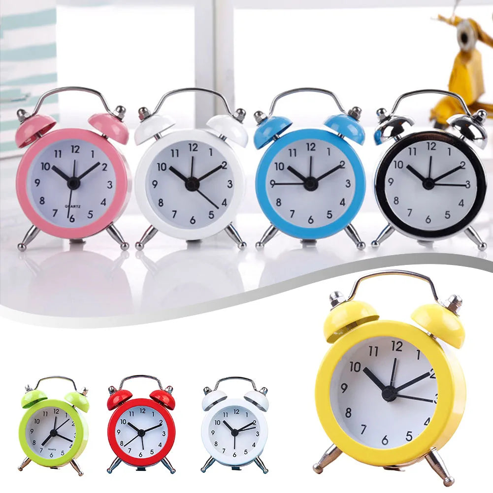 Classic Double Bell Alarm Clock Quartz Movement Bedside Nighttime Analog Clock 7*5*1.8cm Double-bell Alarm Clock