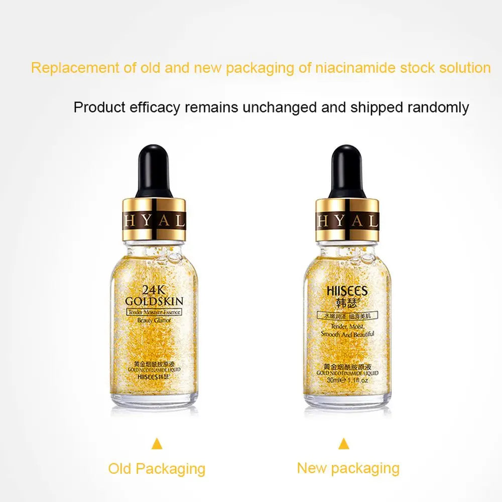 24k Gold Face Serum Brightening Skin Care Products Hyaluronic Acid Niacinamide Facial Nourish Smooth Care Beauty Health