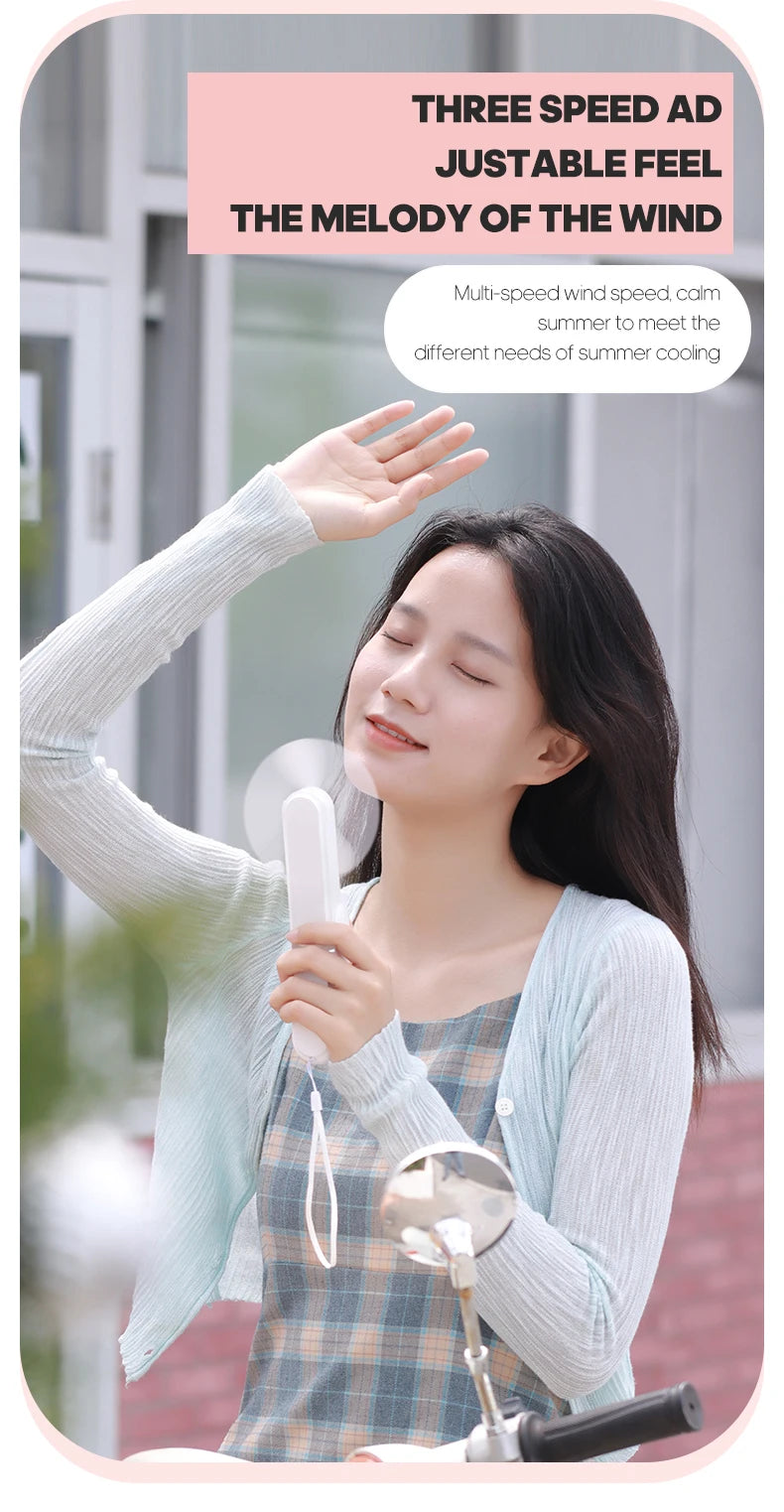 Portable Fan Mini Handheld Fan USB 1200mAh Recharge Hand Held Small Pocket Fan with Flashlight Feature