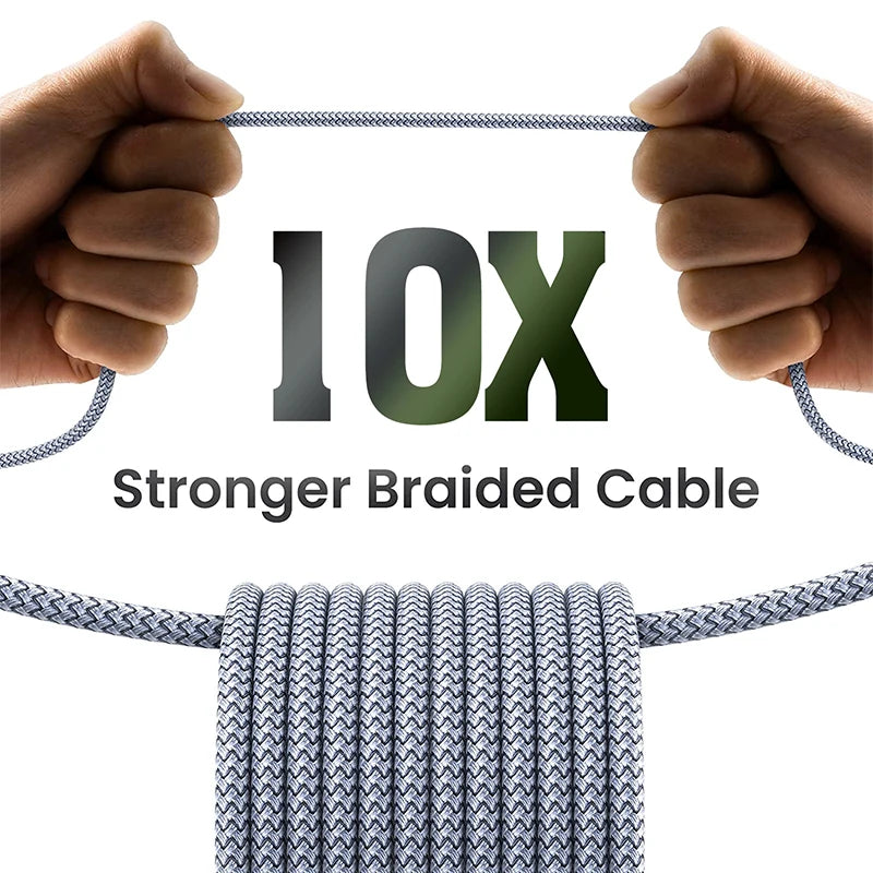 Original Fast USB Charging Cable for iPhone 14 8 7 6S Plus X XR XS 13 12 11 Pro Max SE Nylon Braided USB Charger Cord Data Cable