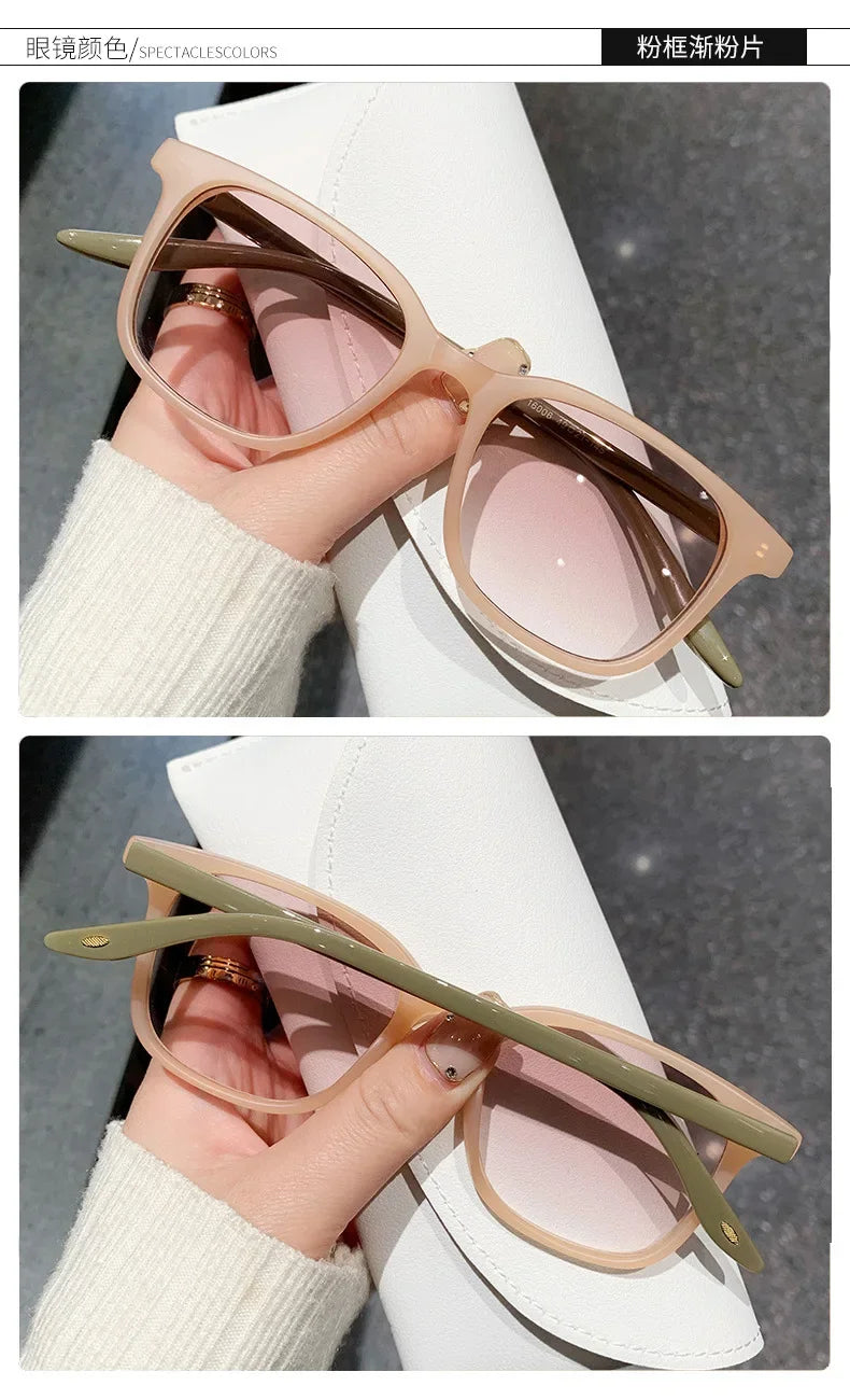 Women Trend Two-tone Sunglasses New Personality Square Frame Sunglasses Retro Yellow Men Fashion Frosted Small Frame Glasses