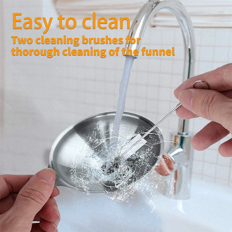 LMETJMA 6Pcs Stainless Steel Funnel 3 Pcs Stainless Steel Kitchen Funnel Set for Filling Bottles Mini Metal Funnels JT190