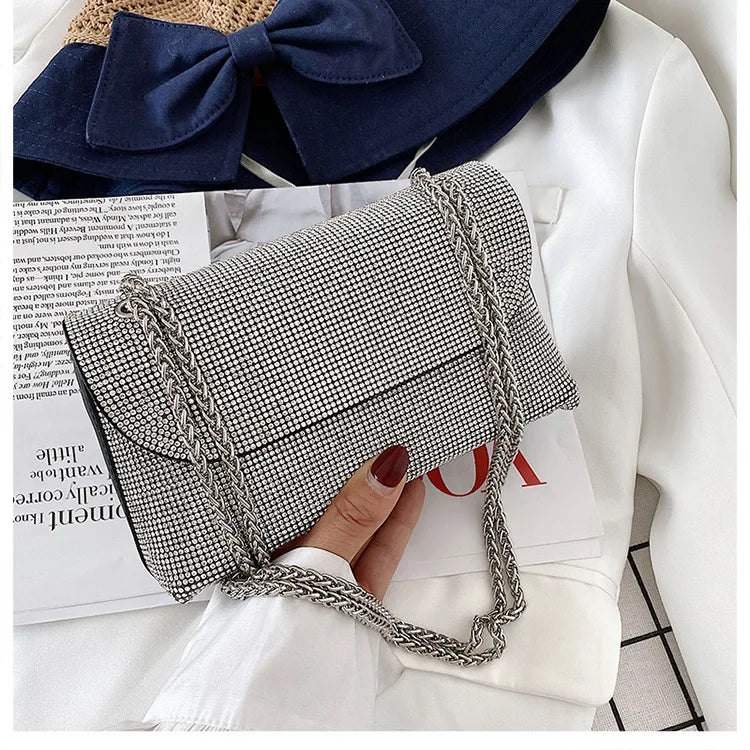 JIOMAY Mini Shoulder Bag for Women Designer Purses and Handbags Bling Rhinestone Clutch Bags Girls Chain Crossbody Bag Wholesale