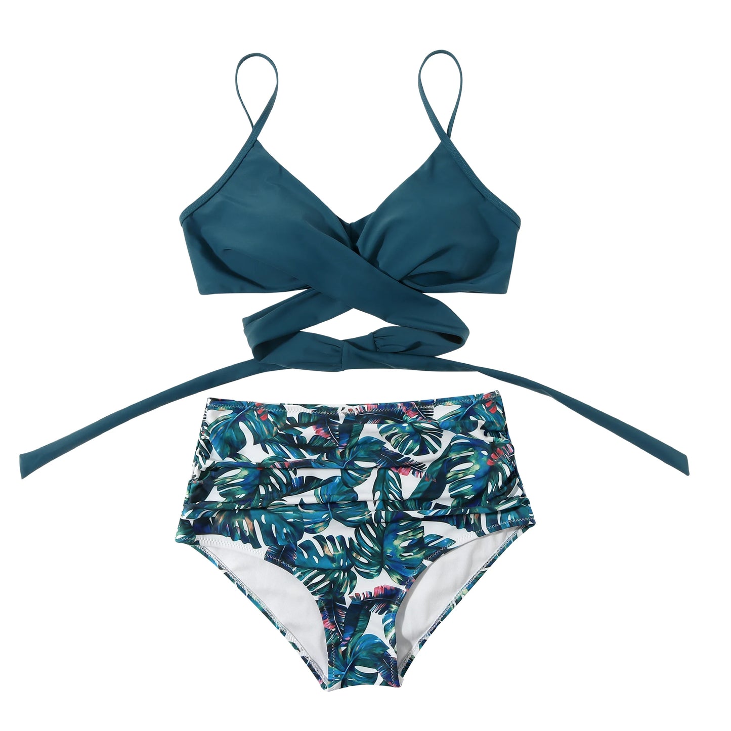 High Waist Sexy Bikini Set 2024 Biquini Swimwear Women Two Pieces Swimsuit Floral Beachwear V-Neck Bathing Suits Female