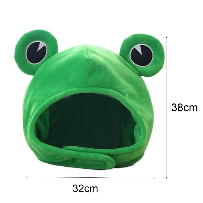 Cartoon Funny Adorable Plush Frog Hat Big Eyes Creative Animal Cosplay Costume Dress Up Hat Headgear for Kids Adults Gift C4Z2