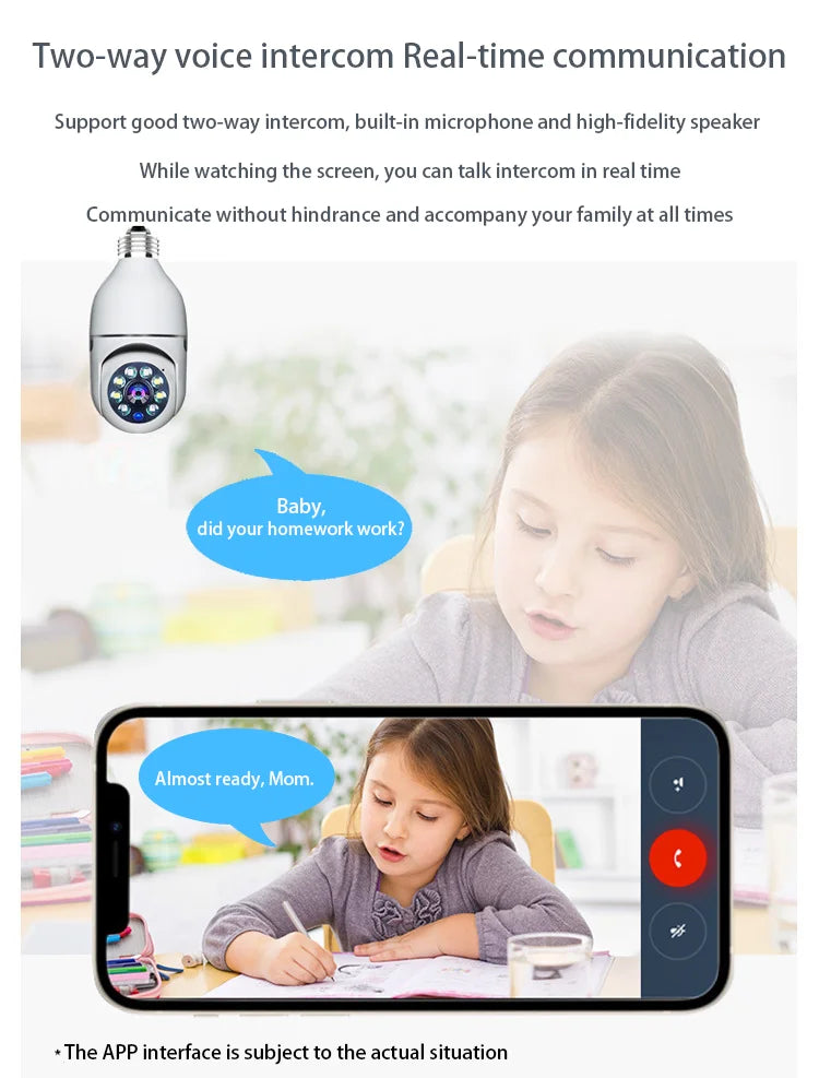 1080P Wifi Bulb E27 Surveillance Camera Full Color Night Vision 360° Rotating Automatic Human Tracking Two-way Talk Smart Home