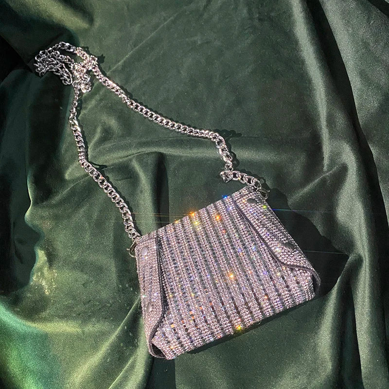 JIOMAY Mini Shoulder Bag for Women Designer Purses and Handbags Bling Rhinestone Clutch Bags Girls Chain Crossbody Bag Wholesale