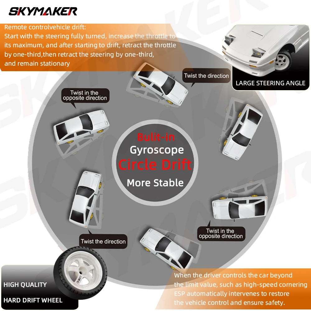 Skymaker AE86 Model LD1801 RX-7 FC LD1802 1:18 RC Drift Car 1/18 2.4G Remote Control ESP Gyroscope LED Mini RC Racing Car Toys