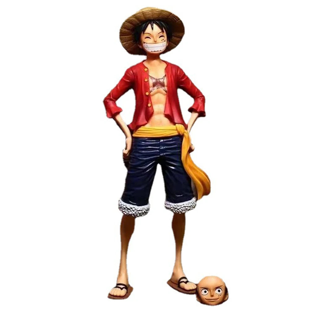 NEW 28cm One Piece Anime Figure Confident Smiley Luffy Three Form Face Changing Doll Action Figurine Model Toys Kits