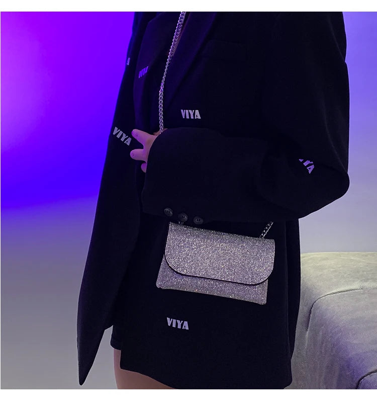 JIOMAY Mini Shoulder Bag for Women Designer Purses and Handbags Bling Rhinestone Clutch Bags Girls Chain Crossbody Bag Wholesale