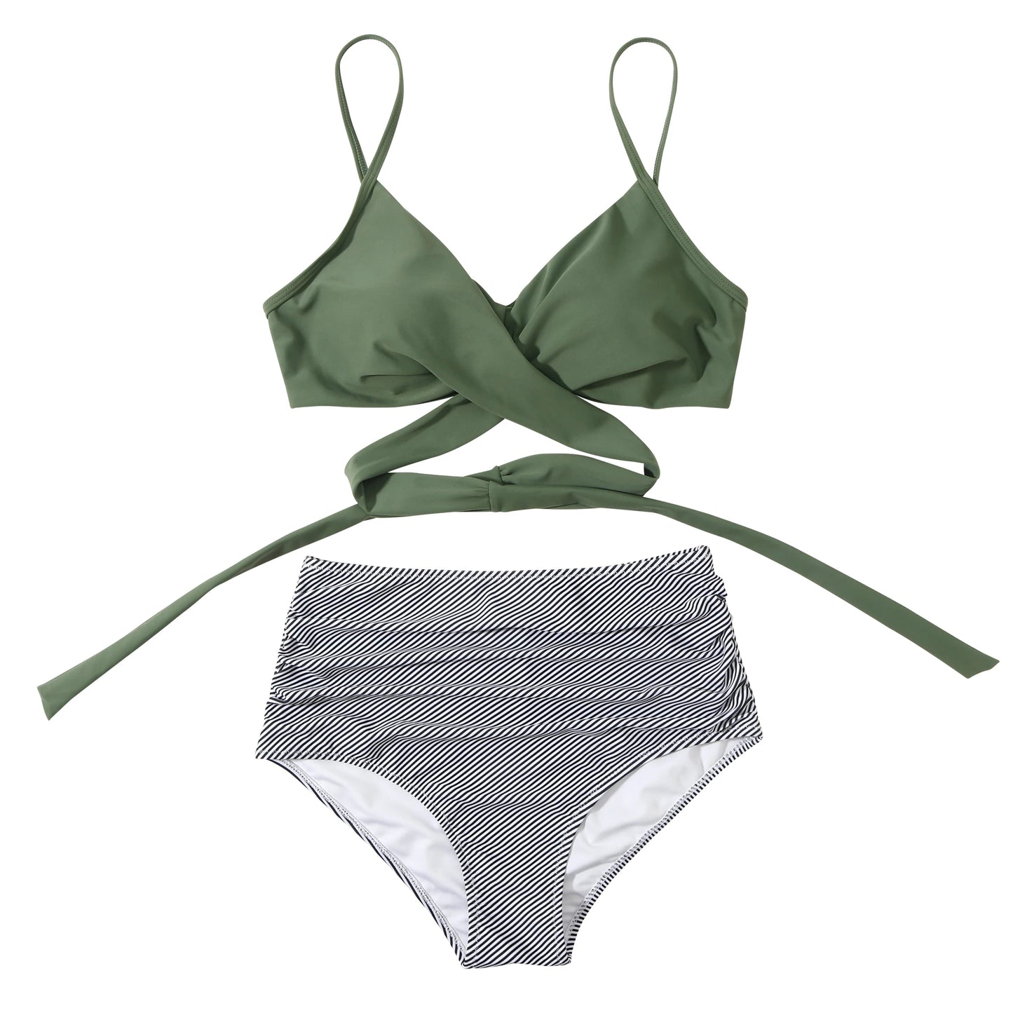 High Waist Sexy Bikini Set 2024 Biquini Swimwear Women Two Pieces Swimsuit Floral Beachwear V-Neck Bathing Suits Female