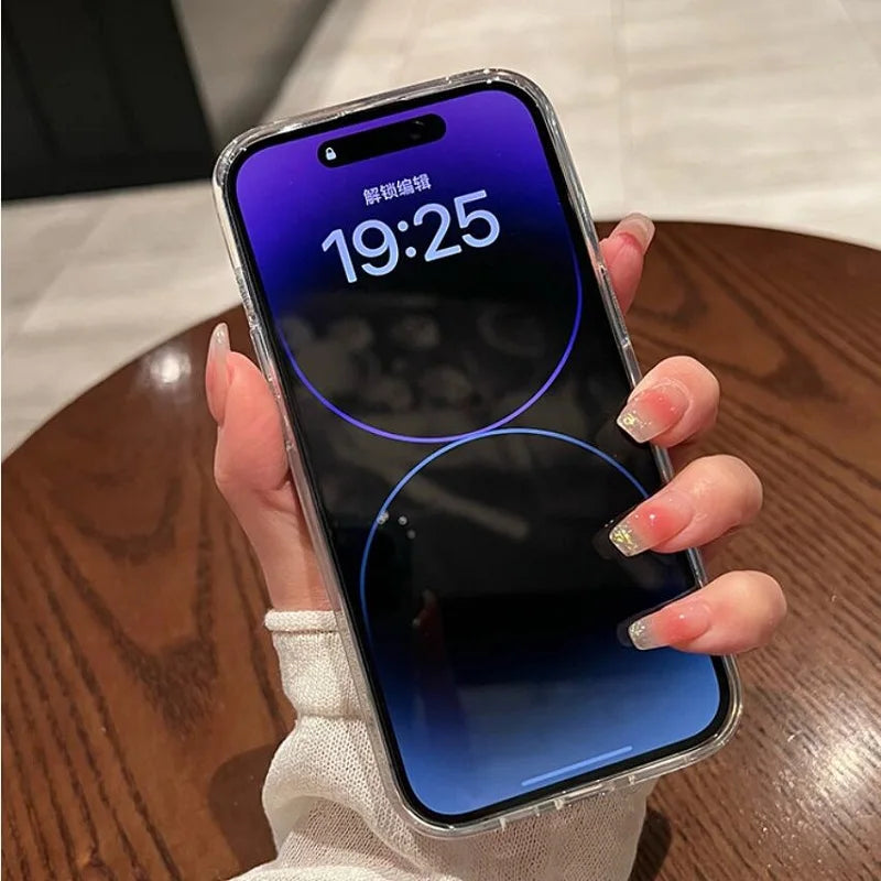 Transparent Shockproof Hard Acrylic Case For iPhone 15 14 13 12 Mini 11 Pro XS Max X XR 7 8 Plus SE 2 Soft Silicone Bumper Cover
