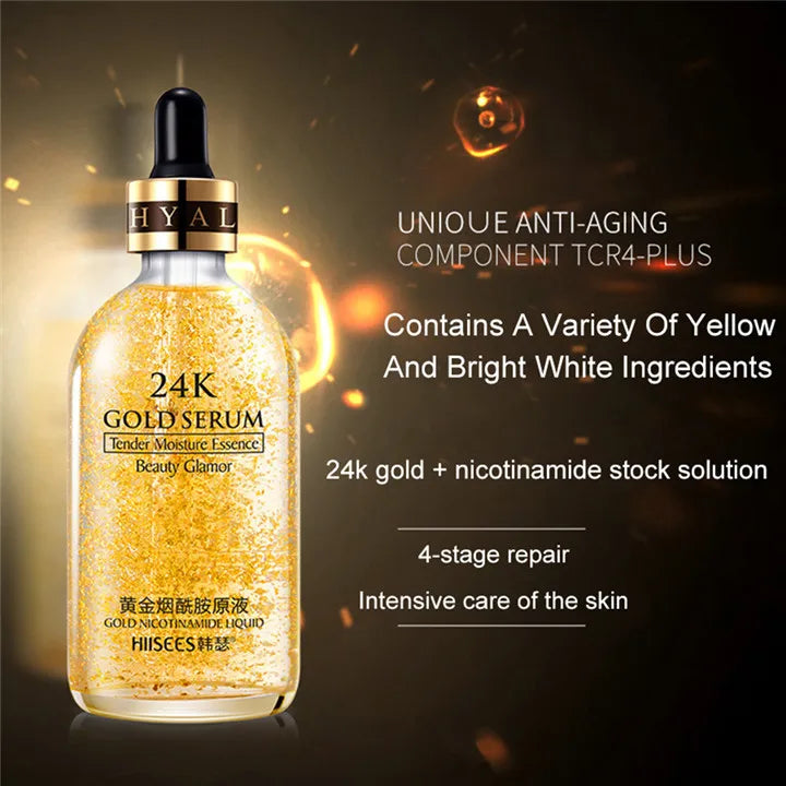 24k Gold Face Serum Brightening Skin Care Products Hyaluronic Acid Niacinamide Facial Nourish Smooth Care Beauty Health