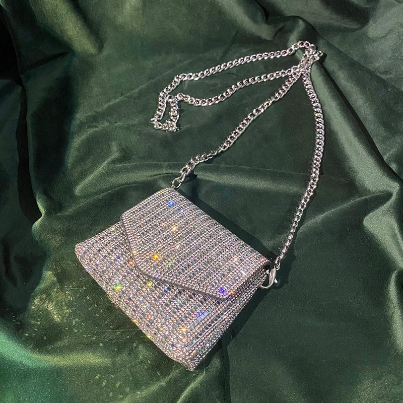 JIOMAY Mini Shoulder Bag for Women Designer Purses and Handbags Bling Rhinestone Clutch Bags Girls Chain Crossbody Bag Wholesale