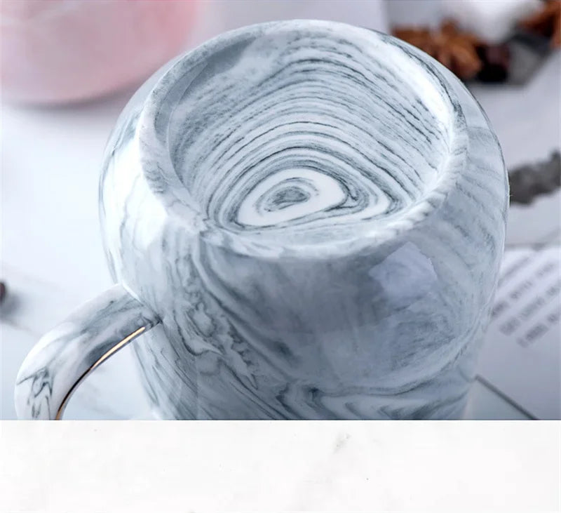 Nordic Ins Style Ceramic Mug Marbled Gold Rim Coffee Cup Oatmeal Breakfast Cup Valentine's Day present Couple water cups