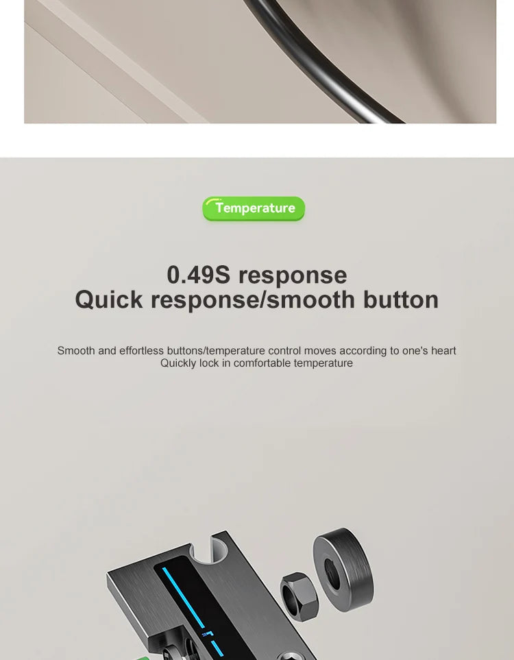Bathroom Shower Full Set Gray Digital Display Shower System Set Piano Button With Ambient Light Faucets Shower Head
