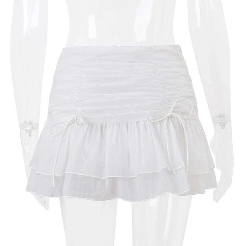 WhereMery Sexy Skirt Mesh Perspective Pleated Mini Skirt Waist Casual Mini Dresses Street Nightclub Summer Women's Short Skirt