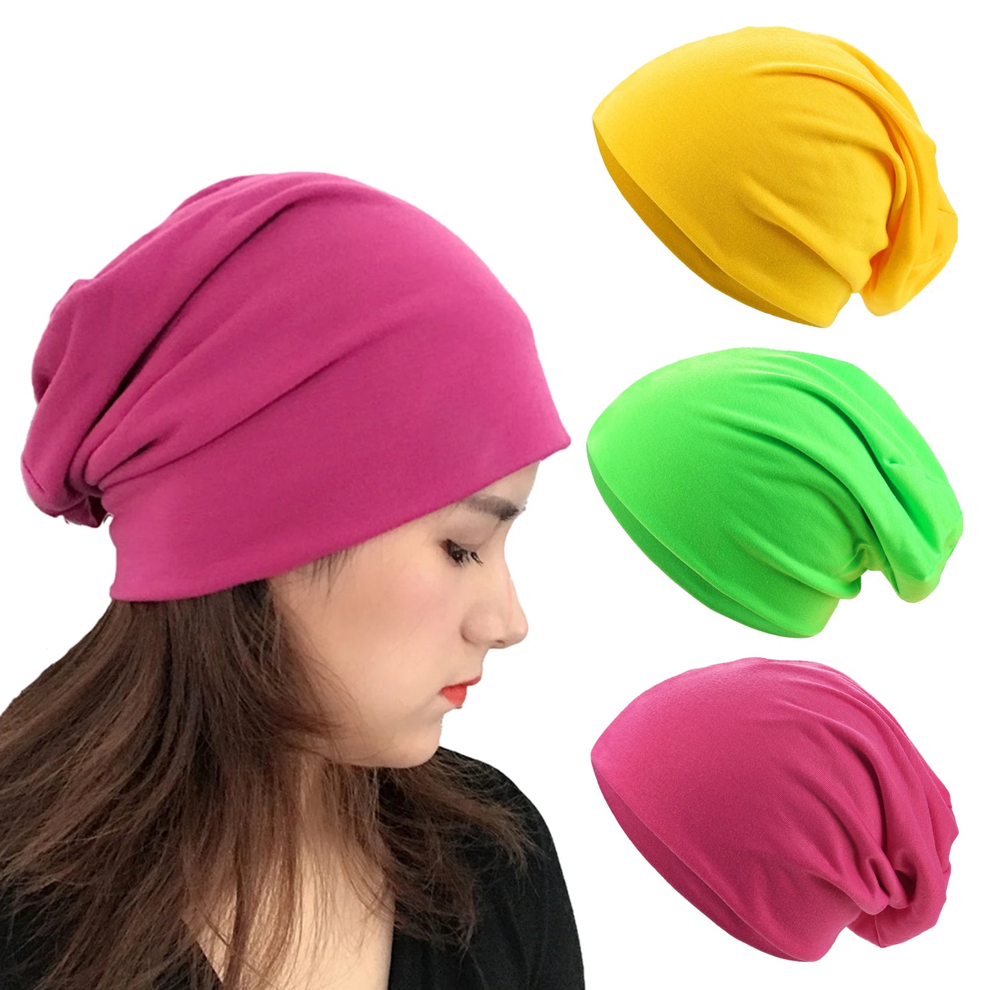1Pack Solid Color Unisex Men Women Slouchy Beanie Hip-Hop Soft Cotton Cap Lightweight Running Beanie Adult Dwarf Hat