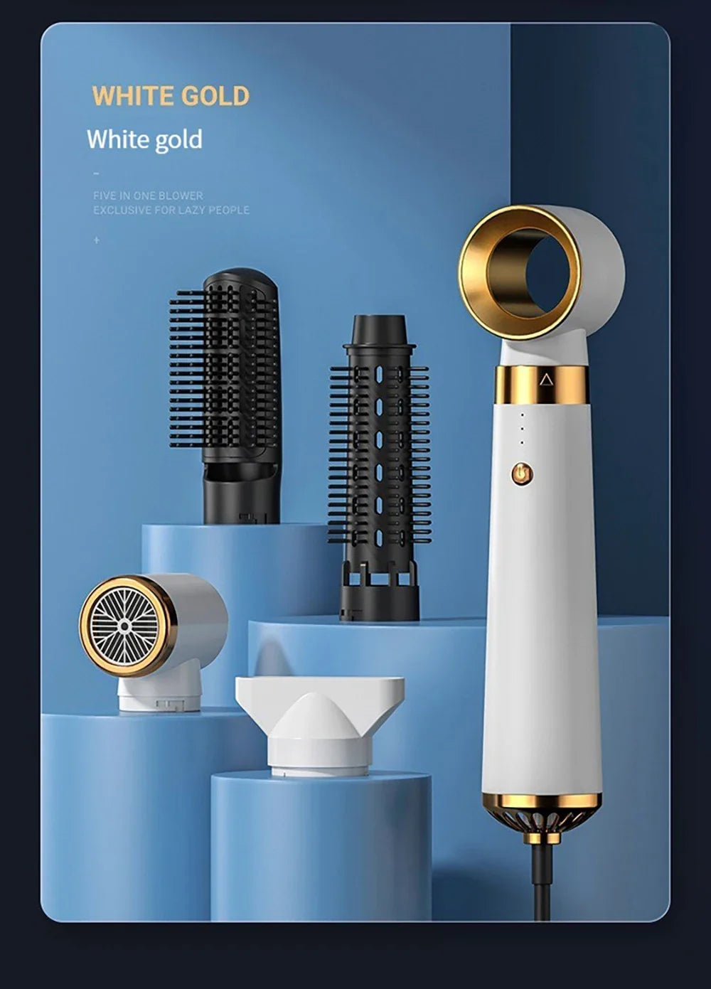 Multifunction Hair Dryer 5 in 1 Hot Air Comb Automatic Curling Rod Straight Hair Comb Hair Dryer Salon Style Tool Fast Dry